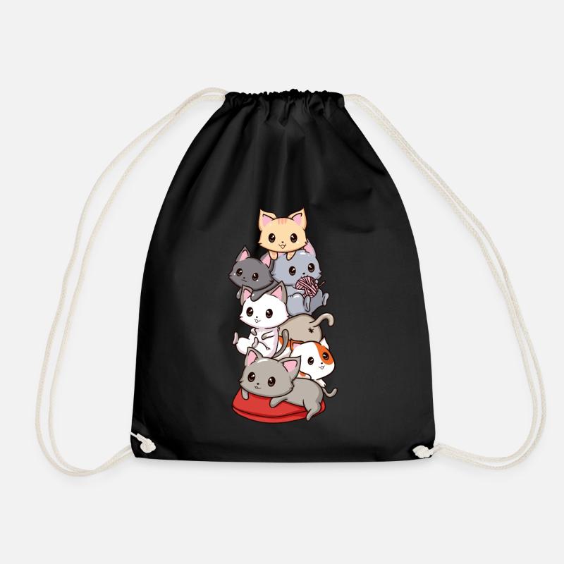 Katzen Anime Kawaii Neko - Turnbeutel - Schwarz