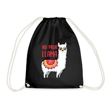 Lama - No Prob Llama - Turnbeutel - Schwarz - Vorne