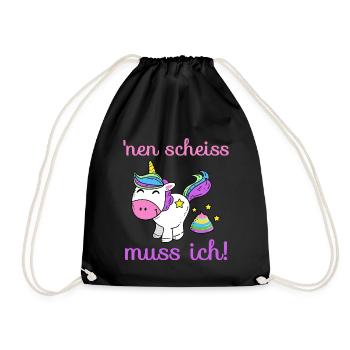 Einhorn - 'nen scheiss muss ich! - Turnbeutel - Schwarz - Vorne