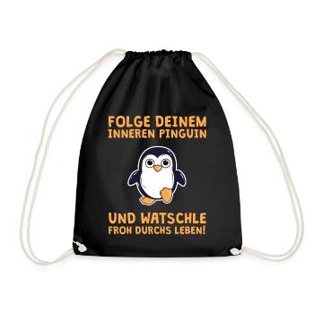 Folge deinem inneren Pinguin - Turnbeutel - Schwarz - Vorne