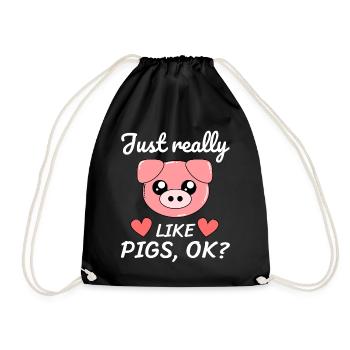 Tout comme les cochons, ok? - porc - Sac de sport léger - noir - Devant