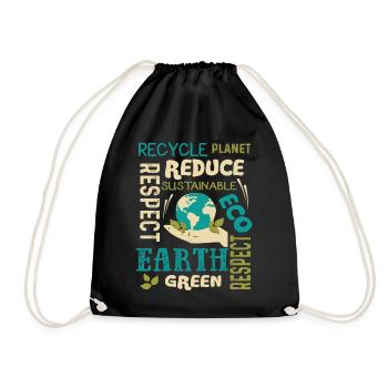 Earth Day Recycle Planet Reduzieren Sie nachhaltig - Turnbeutel - Schwarz - Vorne