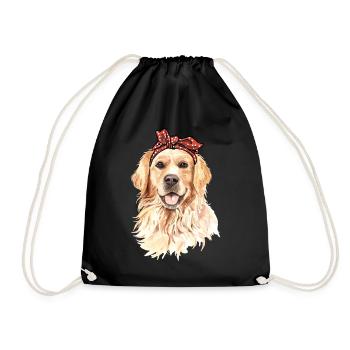 Cadeau de maman chien Golden Golden Retriever doux - Sac de sport léger - noir - Devant