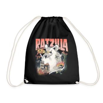 RATZILLA | Lustige Ratte | Rattenhalter | Ratten - Turnbeutel - Schwarz - Vorne