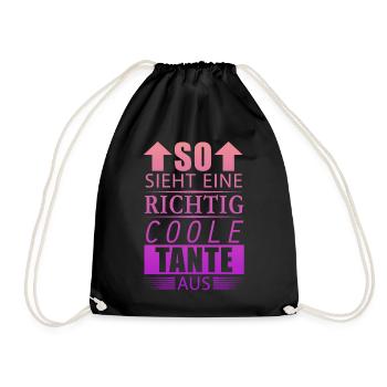 Richtig Coole Tante Beste Tante Geschenk Damen - Turnbeutel - Schwarz - Vorne