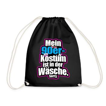 Mein 90er Jahre Kostüm In Der Wäsche Motto Party - Turnbeutel - Schwarz - Vorne