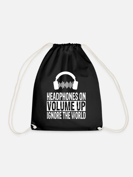 Headphones - Drawstring Bag - black