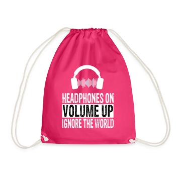 Headphones - Drawstring Bag - fuchsia - Front