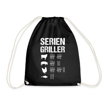 Seriengriller Grillen Grillfan BBQ Barbecue Männer - Turnbeutel - Schwarz - Vorne