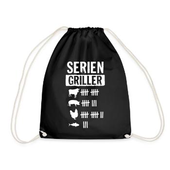 Seriengriller Grillen Grillfan BBQ Barbecue Männer - Turnbeutel - Schwarz - Vorne