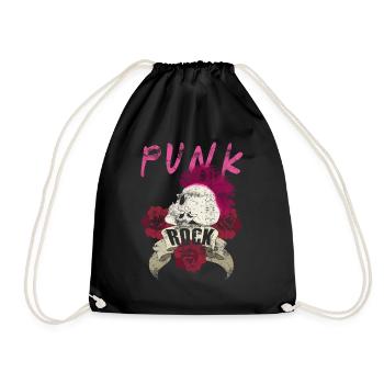 Punk punk rocker skull punk punk music - Drawstring Bag - black - Front