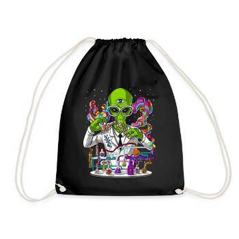 Alien Psychedelic Scientist - Drawstring Bag - black - Front