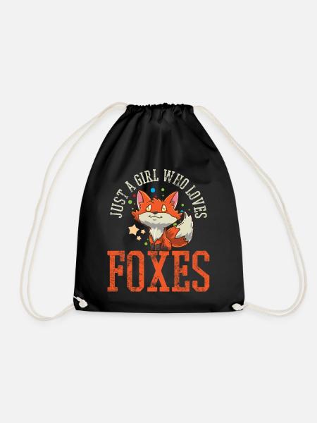 Fox foxes - Drawstring Bag - black