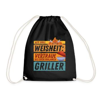 Grillspruch Weisheit | Lustiges Spruch BBQ Barbecu - Turnbeutel - Schwarz - Vorne