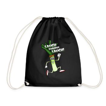Funny leek design for jogging running marathon - Drawstring Bag - black - Front