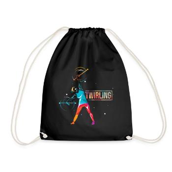Baton Twirling Geschenk - Turnbeutel - Schwarz - Vorne