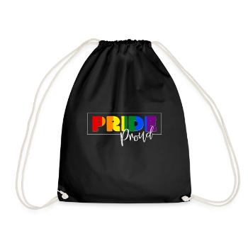 Pride Farbenrausch mit Proud Schrift - Turnbeutel - Schwarz - Vorne