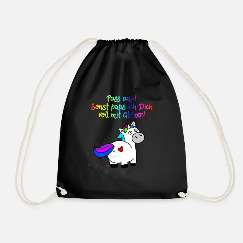 Einhorn Glitzer Pups | Einhornpups - Turnbeutel - Schwarz