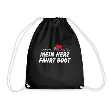 Herzschlag Boot - Turnbeutel - Schwarz - Vorne