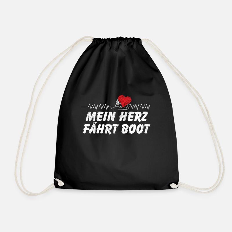 Herzschlag Boot - Turnbeutel - Schwarz