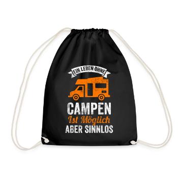 Wohnwagen Campen Camper Camping - Turnbeutel - Schwarz - Vorne