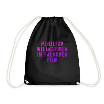 HERZLICH WILLKOMMEN IM FALSCHEN FILM - Turnbeutel - Schwarz - Vorne