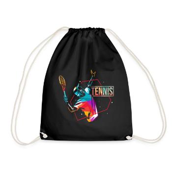 Tennis Sport Gift - Drawstring Bag - black - Front