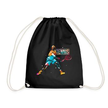 Tennis Sport Gift - Drawstring Bag - black - Front