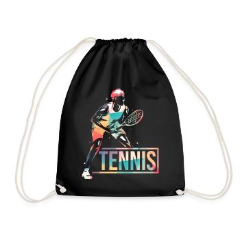 Tennis Sport Gift - Drawstring Bag - black - Front