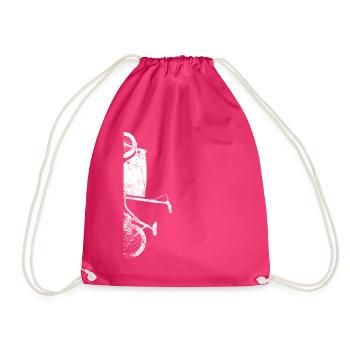 Cool bike messenger bike gift - Drawstring Bag - fuchsia - Front