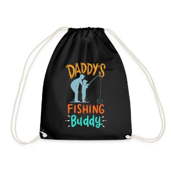 Fishing father son - Drawstring Bag - black - Front