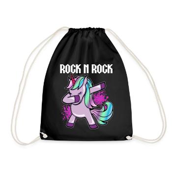 Rock unicorn dab motif for women men kids - Drawstring Bag - black - Front