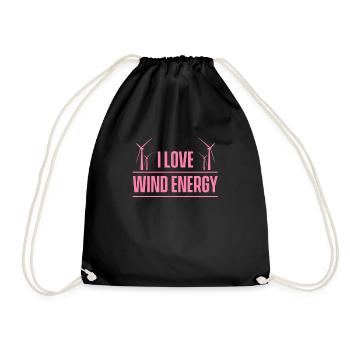 Windmill windmill wind power wind energy power - Drawstring Bag - black - Front