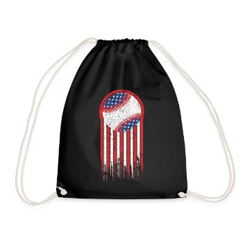Baseball Ball vintage USA Flagge used look Design - Turnbeutel - Schwarz - Vorne