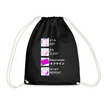 Vaporwave EAT SLEEP Vaporwave REPEAT - Drawstring Bag - black - Front