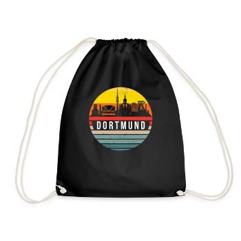 Dortmund skyline city trip Dortmund skyline retro - Drawstring Bag - black - Front