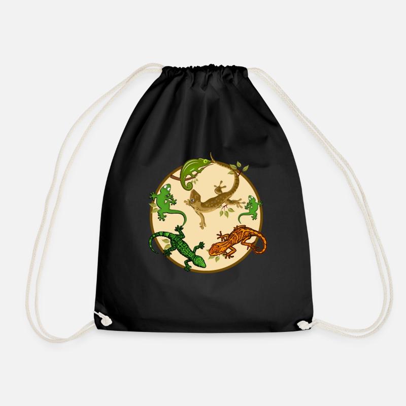 Gecko lizard - Drawstring Bag - black