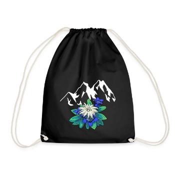 Mountains Mountains Tirol Edelweiss Gentian Nature Hiking - Drawstring Bag - black - Front