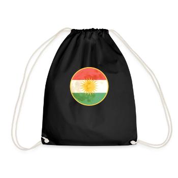 Kurdish Moon, Kurdistan Flag, Free Kurdistan - Drawstring Bag - black - Front