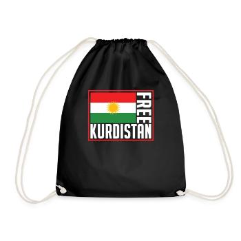 Free Kudistan, Kurdish Flag, Kurdistan Flag - Drawstring Bag - black - Front