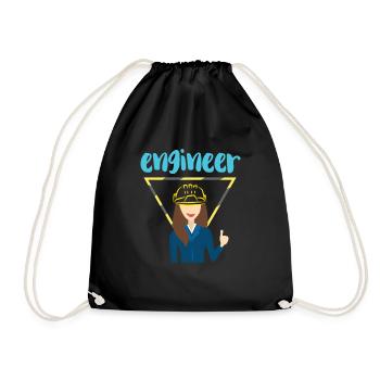 Engineer engineer woman - Drawstring Bag - black - Front