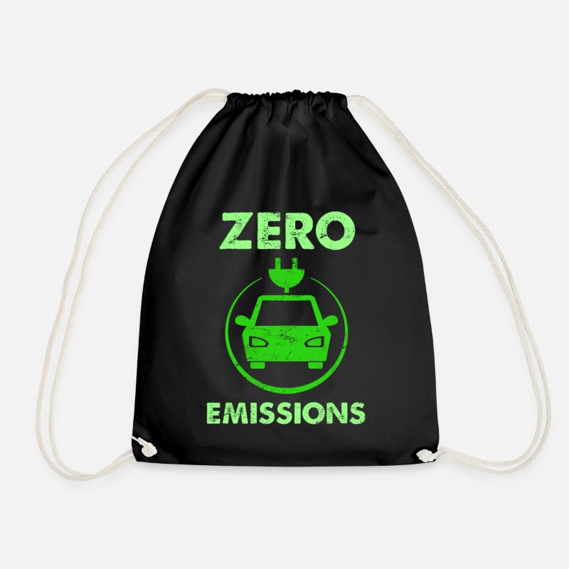 Zero Emissions Lustiges Elektroauto Sprüche Eauto - Turnbeutel - Schwarz