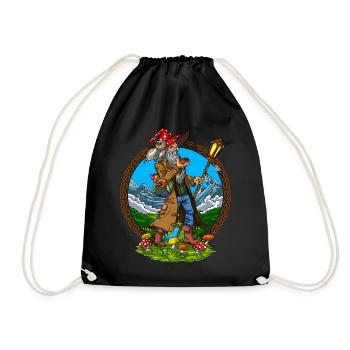 Magic Mushrooms Hippie Shaman - Drawstring Bag - black - Front
