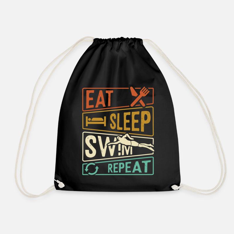Eat Sleep Swim Repeat - Schwimmer - Turnbeutel - Schwarz