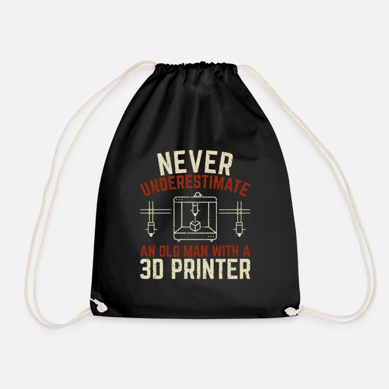 Alter Mann 3D Drucker Geschenk - Turnbeutel - Schwarz