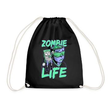 Smartphone cell phone addiction zombie life - Drawstring Bag - black - Front