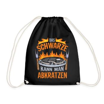 Lustiger Grillspruch Schwarze abkratzen Griller BB - Turnbeutel - Schwarz - Vorne