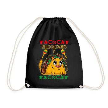 Tacocat Backwards Is Tacocat Burrito Cat Taco - Drawstring Bag - black - Front