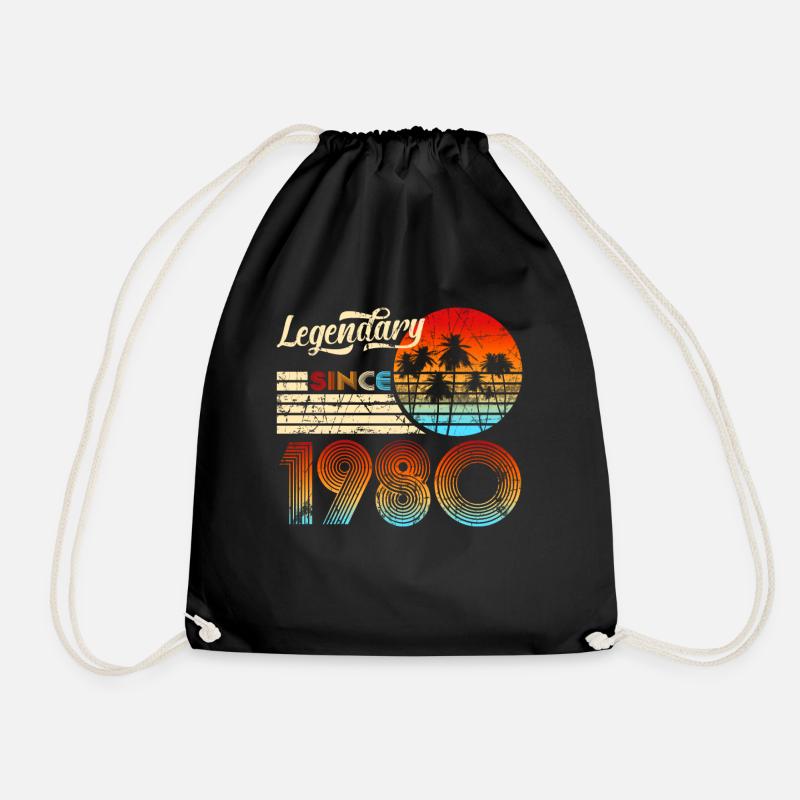 Men's 40th Birthday Legendary Since 1980 - Drawstring Bag - black