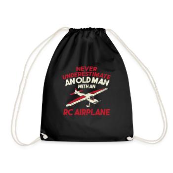 RC Airplane remote controlled aircraft - Drawstring Bag - black - Front